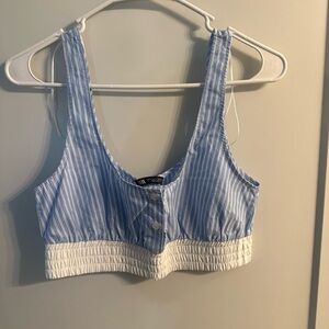 Zara Blue Striped Crop Top